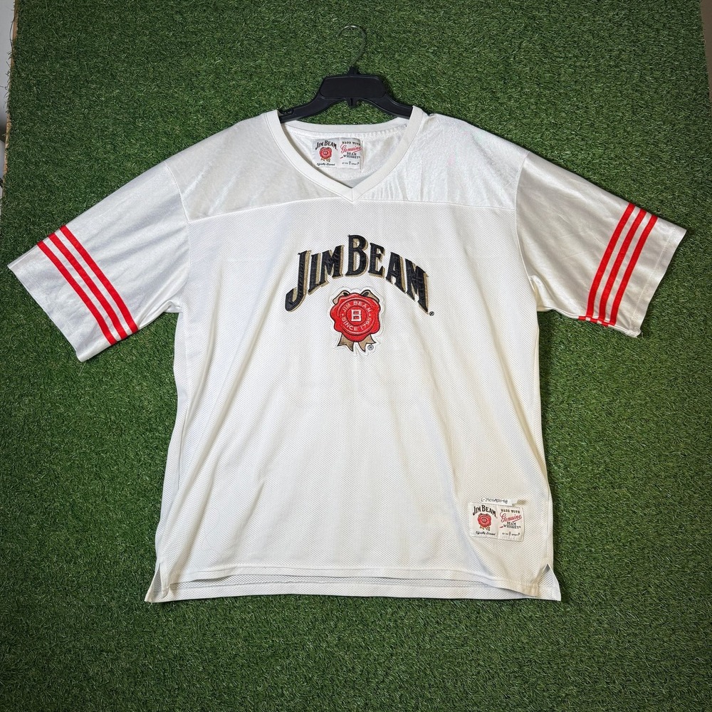 Jim Beam‎ Whiskey #80 White Football Jersey Men's XL Promo Beer Shirt VTG